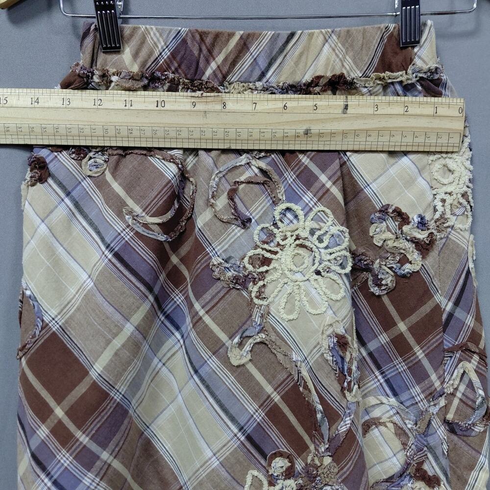Max Studio Embroidered A-Line Knee Length Plaid Skirt Women Size XS - Picture 7 of 10